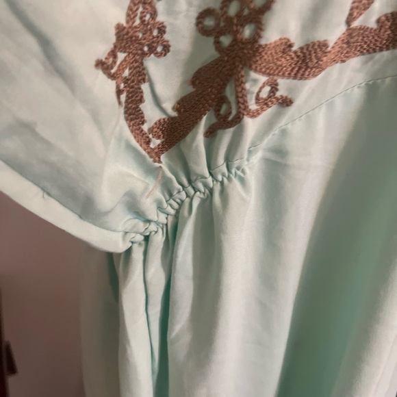 New- Handmade Kaftan from India in Mint Green Floral Embroidered Dress size 3XL - Picture 9 of 15